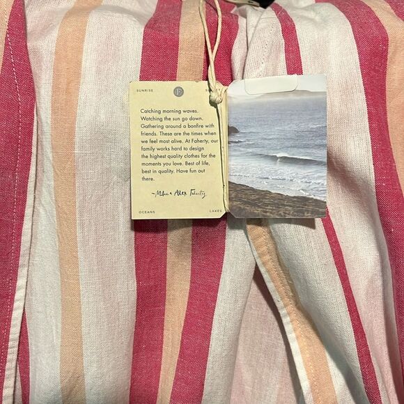 Faherty Stripe Longline Duster/Cover Up One Size (OS) in Carmine - Picture 6 of 6